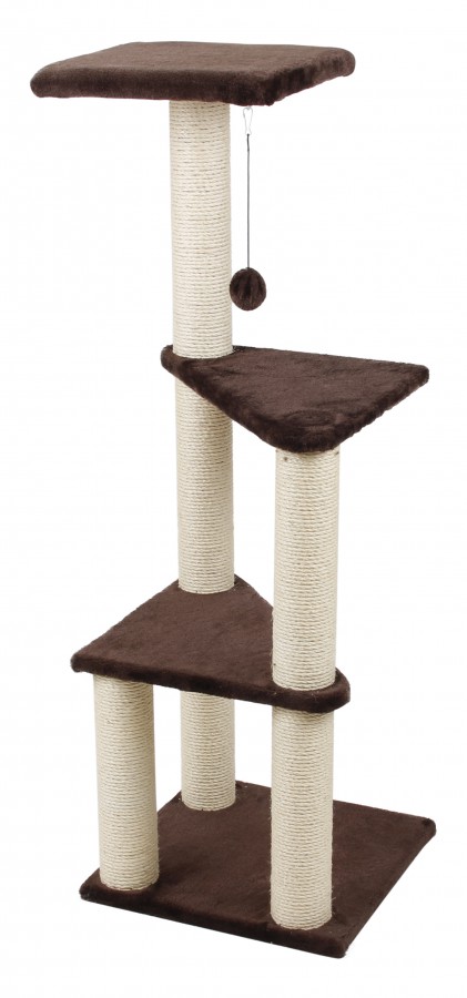 Katzenkratzbaum braun weiss