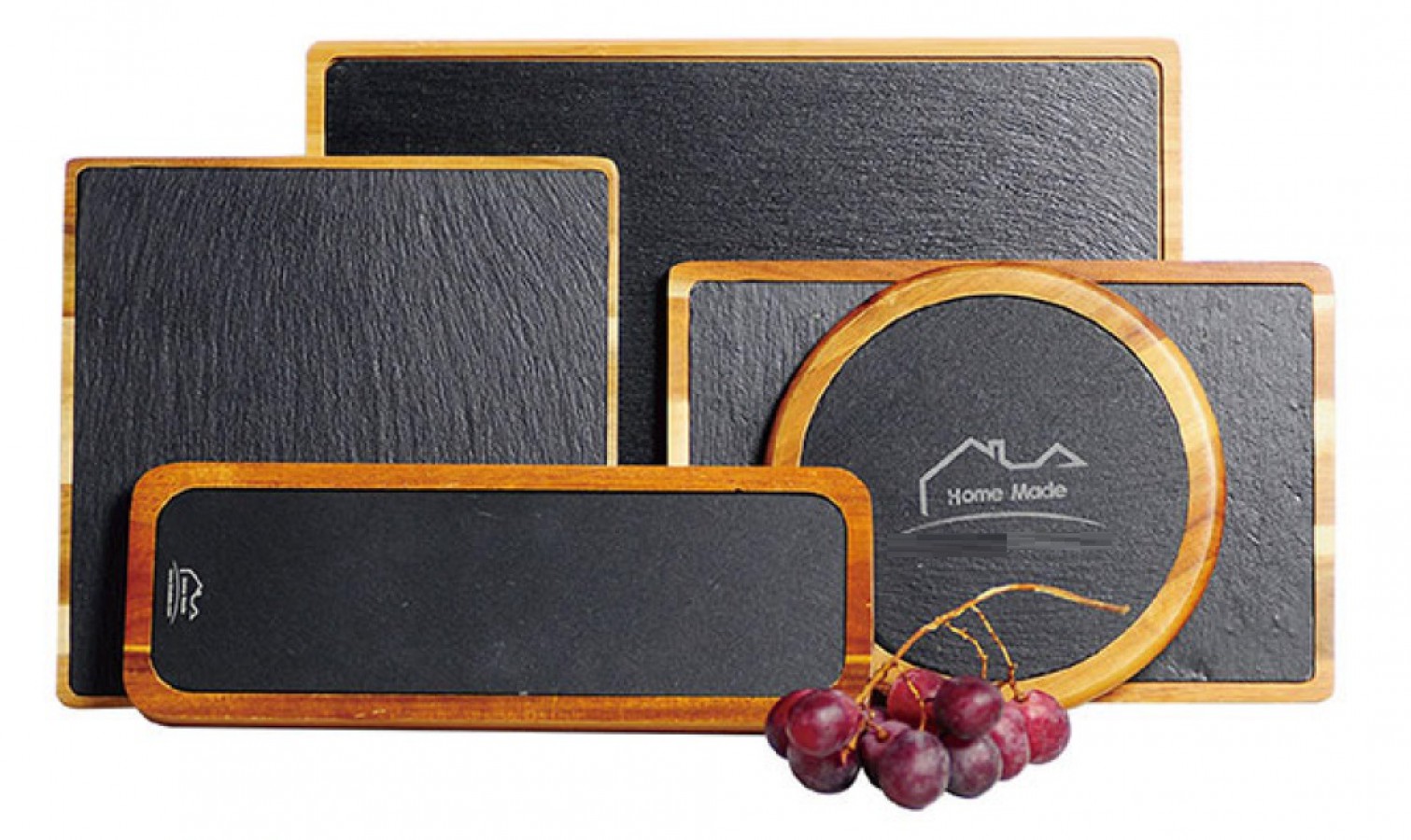 Schieferplatten mit Akazienholz