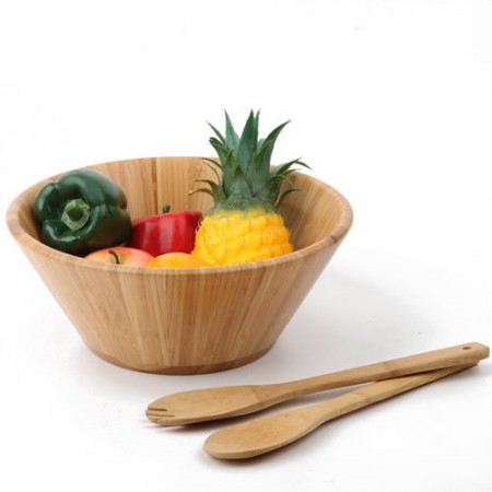 Bambus-Salatschale mit Besteck